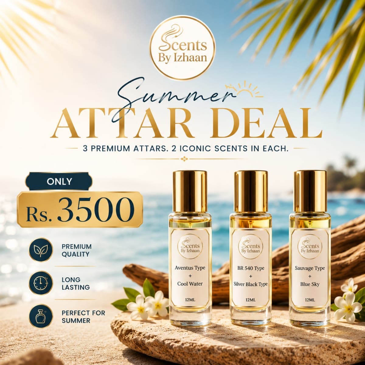 Summer Attar Deal – 3 Premium 12Ml Attars Deal - Unisex Attars