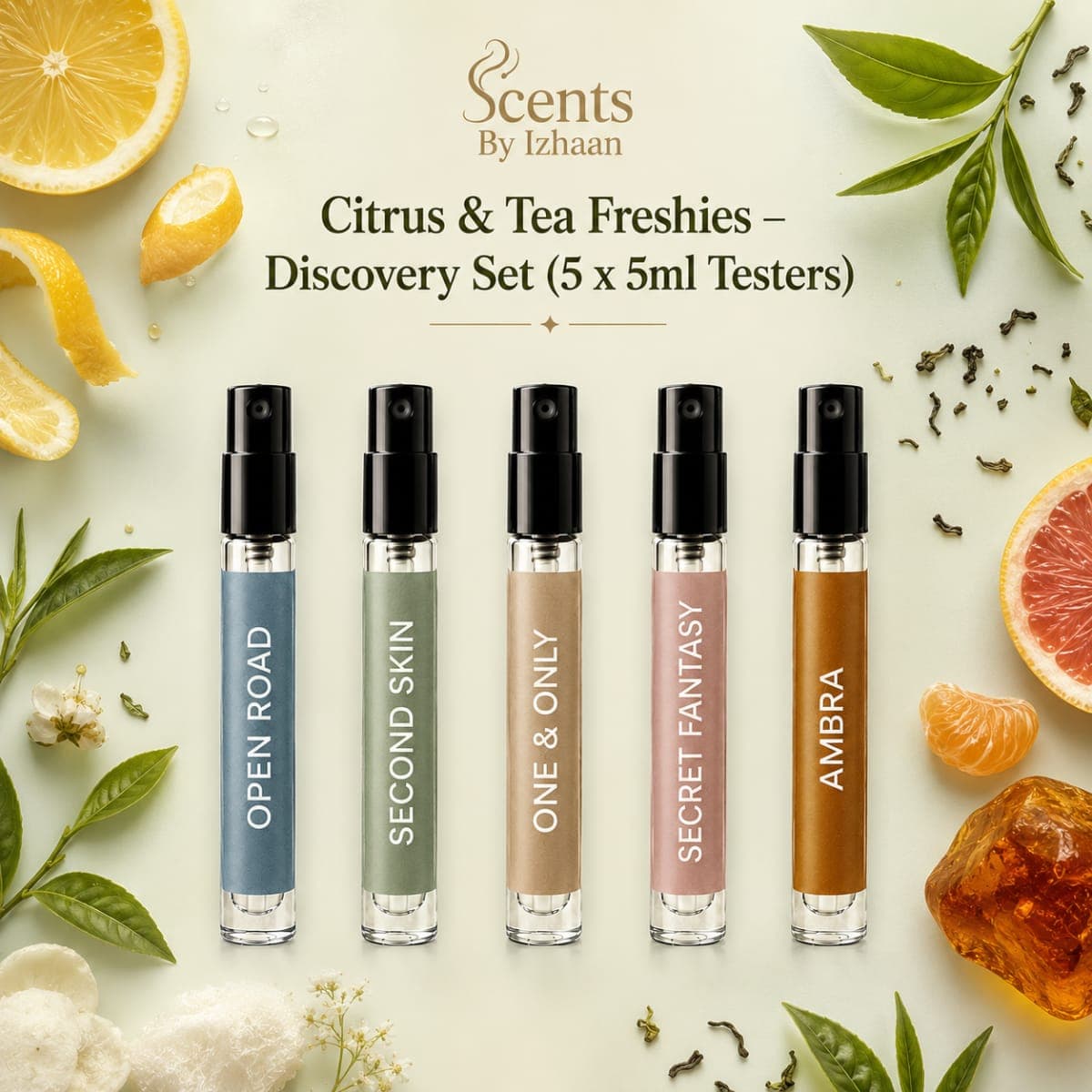 Citrus & Tea Freshies – Discovery Set (5 x 5ml Testers) - Gender: Mixed (Men + Unisex)