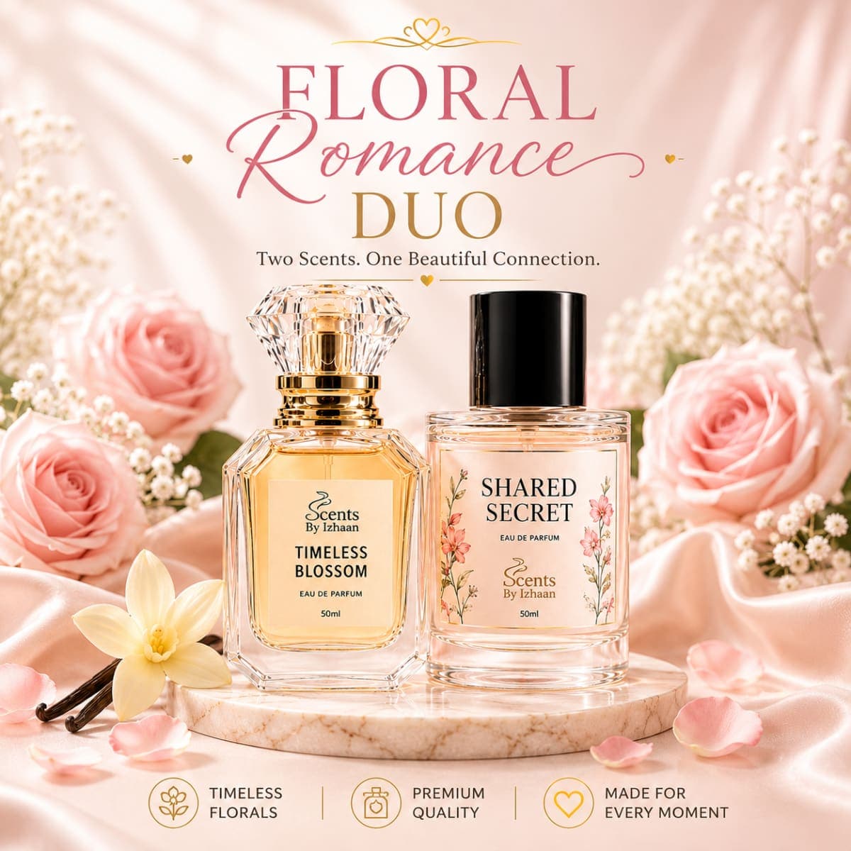 Floral Romance Duo - Timeless Blossom + Shared Secret - Classic Elegance in a Bottle - Women Perfume Bundle
